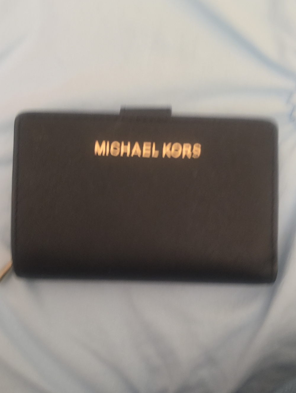 Michael Kors Black Wallet with Gold Logo Plate